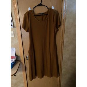 Mikarose Rust Ribbed Dress Size L with Pockets